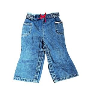 Tommy Hilfiger Baby Blue Denim Snap Inseam Jeans 12-18 Months Vintage Y2K Style